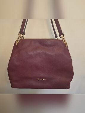 Michael Kors Women's Pebbled Leather Shoulder Bag in Burgundy